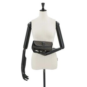 CELINE Macadam Pouch PVC Leather Black Brown Vintage Purse